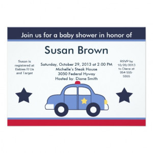 Police Car Baby Shower Invitation