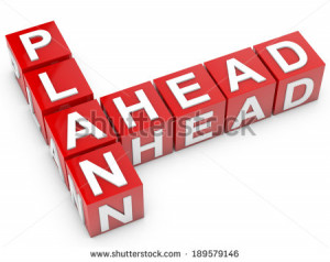 red Plan Ahead cubes over white background - stock photo