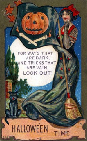 Vintage Halloween Poster Made From Circa 1910 Postcard Sexy Vain Witch ...