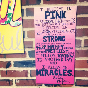 ... Believe in Pink Quote by Audrey Hepburn DIY canvas painting dorm room