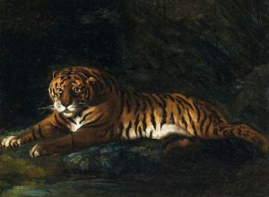 Théodore Géricault (1791-1824 ) Tigre royal couché au bord d'un ...