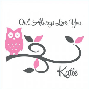 Personalized Owl Nursery Vinyl Wall Quote with Branch Vinyl Wall Decal