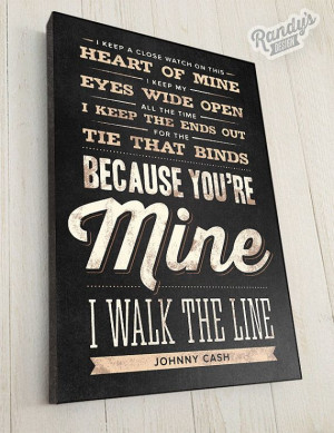 Custom Song Lyrics, Johnny Cash, Walk the Line, Canvas Wrap — 1-1/4 ...