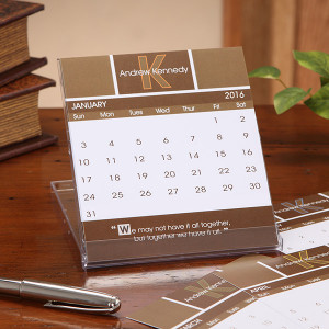 7639 - Inspirational Quotes Monogram Desk Calendar - Open Calendar