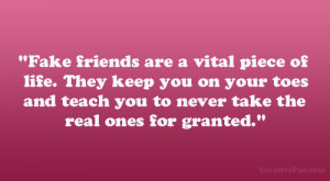 Fake friends are a vital piece of life. They keep you on your toes and ...