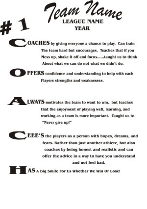 Coaches Appreciation Plaques Wording
