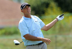 Tom Lehman Tom Lehman reacts to a poor drive on the 15th hole during