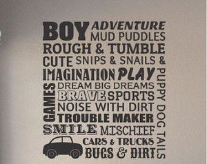 Slap-Art™ Boy adventure mud puddles rough & tumble cute... Vinyl ...