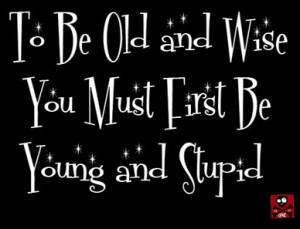 To be old and wise you must first be young and stupid.