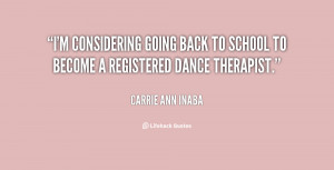 considering going back to school to become a registered dance ...