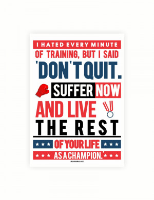 Muhammad Ali Training Inspirational Quotes Poster