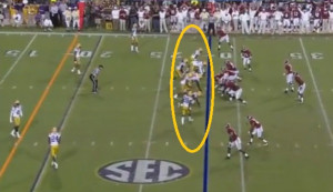 ... while Alabama has six guys to block the possible seven pass-rushers