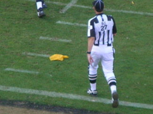 penalty flag on the field during a game on November 16, 2008 between ...