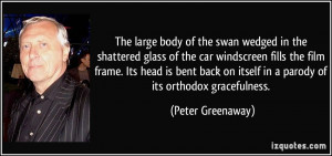 The large body of the swan wedged in the shattered glass of the car ...