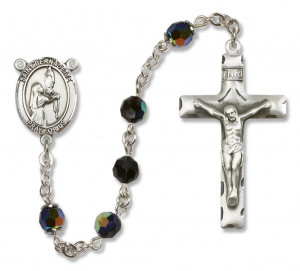 St. Bernadette Rosary Heirloom Squared Crucifix - Black
