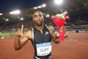 Tyson Gay after he tied his 100m PR of 9.77. Photo: Victah Sailer