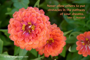 Never allow others to put obstacles in the pathway of your dreams.