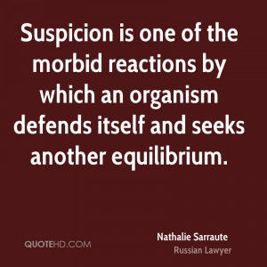 Suspicion is one of the morbid reactions by which an organism defends ...