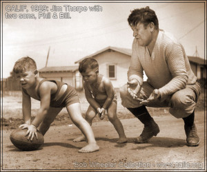 CALIFORNIA 1929 — Jim Thorpe pictured playing football with two of ...