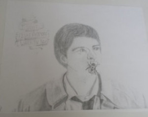drawing of Castiel with a bee and quote. ...