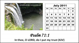 Christian Calendar 2011 July with Bible verses or Encouraging quotes