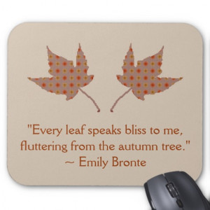 Emily Bronte Autumn Leaf Quote Mouse Pads