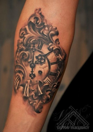 Clock Tattoo With Quote Forearm Clock Tattoo