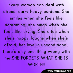 every woman can deal with stress carry heavy burdens she smiles when ...