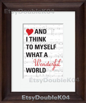 What a Wonderful World Quote with a Sheet Music background