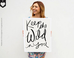 dorm poster typography print keep the wild fun quote hand lettered ...