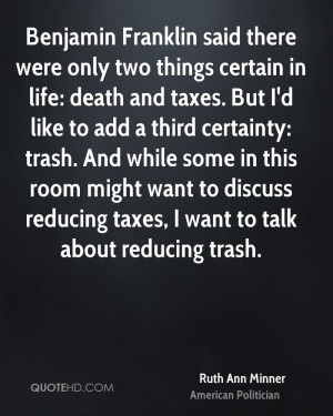 Benjamin Franklin Death and Taxes Quote