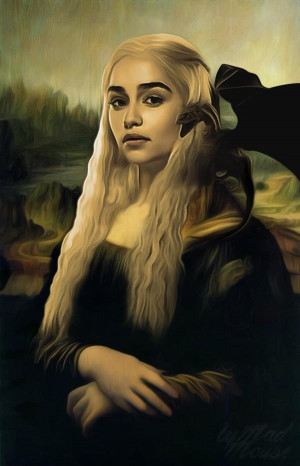 Game Of Thrones Daenerys Targaryen As Mona Lisa With a Tiny Dragon