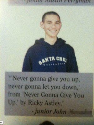 funny senior yearbook quotes rickroll