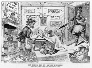 Cartoon against women's suffrage