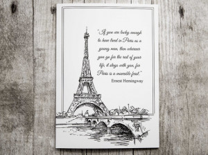 Hemingway Quote Note Cards – Paris is a Moveable Feast – Blank ...