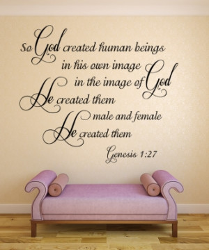 Genesis 1:27 so god created...#2 Christian Wall Decal Quotes