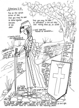 Full Armor of God (girls coloring page)
