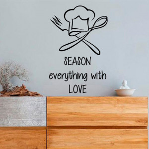 Cooking Wall Decals Quote Season Everything With Love Kitchen Cafe ...