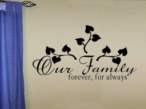 vinyl wall decal quote Our family forever for always tree photo accent ...
