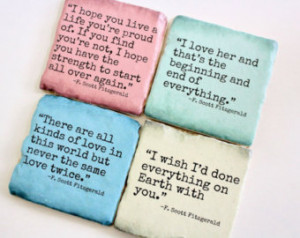 Scott Fitzgerald Literary Quote Coasters. *Custom Colors Available ...