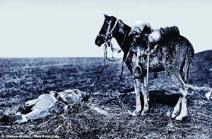 horse stands over the body of its rider - from the book The War Horses ...