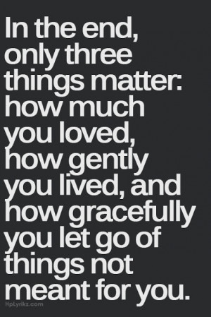 In the end, only three things matter: How much you loved, how gently ...