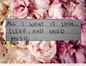 All I want is love sleep and good music