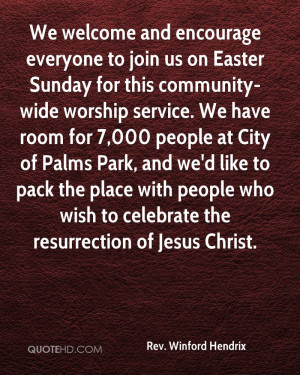 ... Sunday For This Community-Wide Worship Service…. - Rev Winford