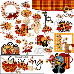 ... Thanksgiving platter, autumn leaves, watering can, frames, borders and