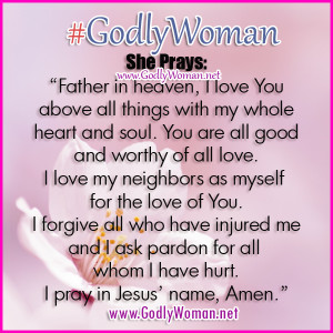 Godly Woman prays to the Father in heaven
