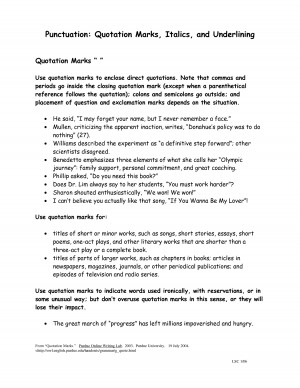 ... Note that commas and periods go inside the closing quotation