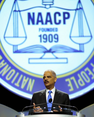 Attorney General Eric Holder speaks to the National Convention of the ...