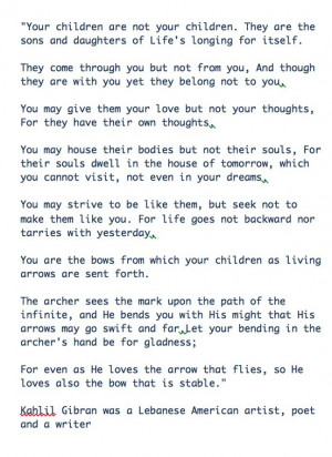 Kahlil Gibran Quotes Children