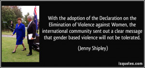 With the adoption of the Declaration on the Elimination of Violence ...
